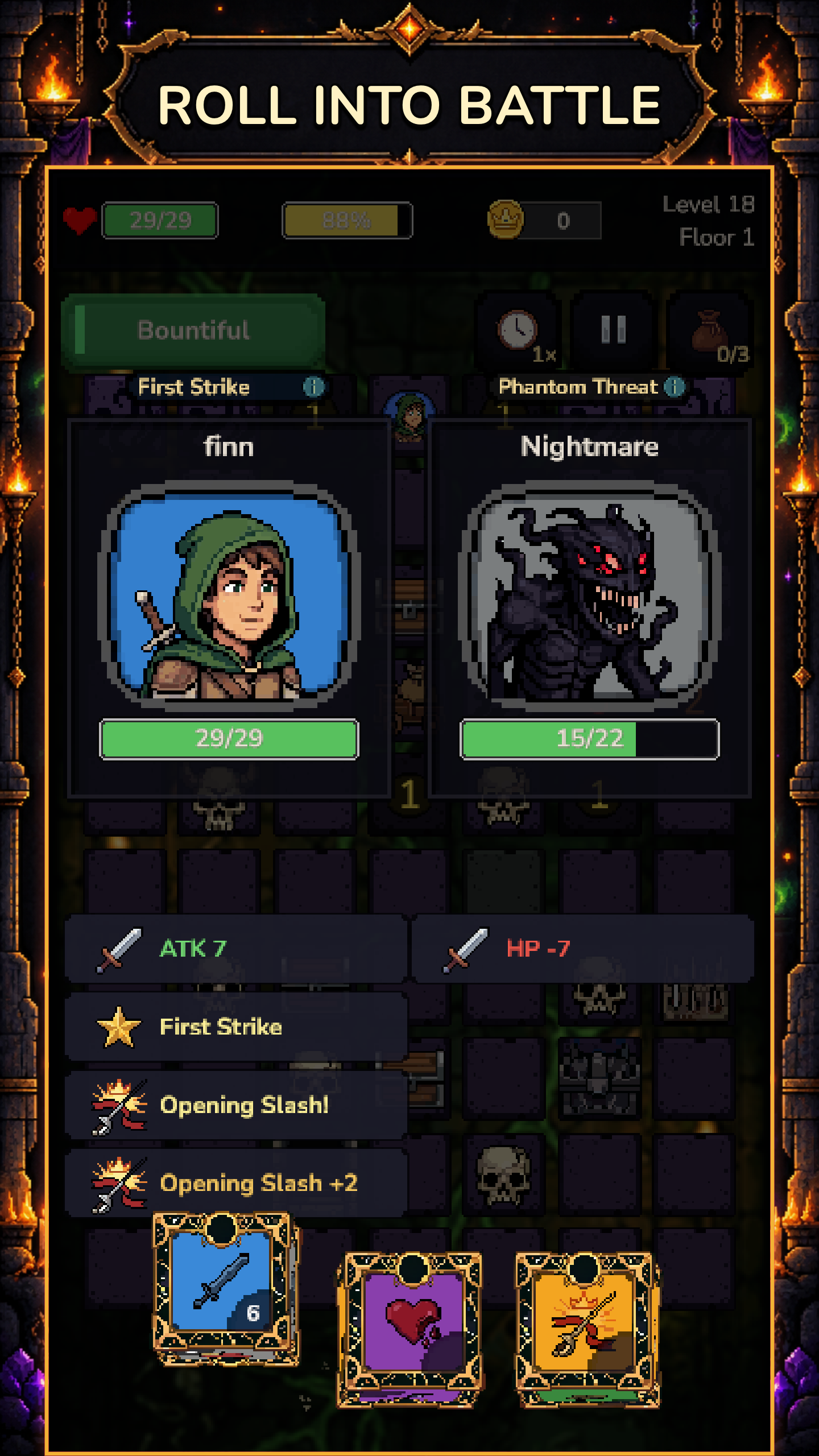 Sweep & Dice battle screen