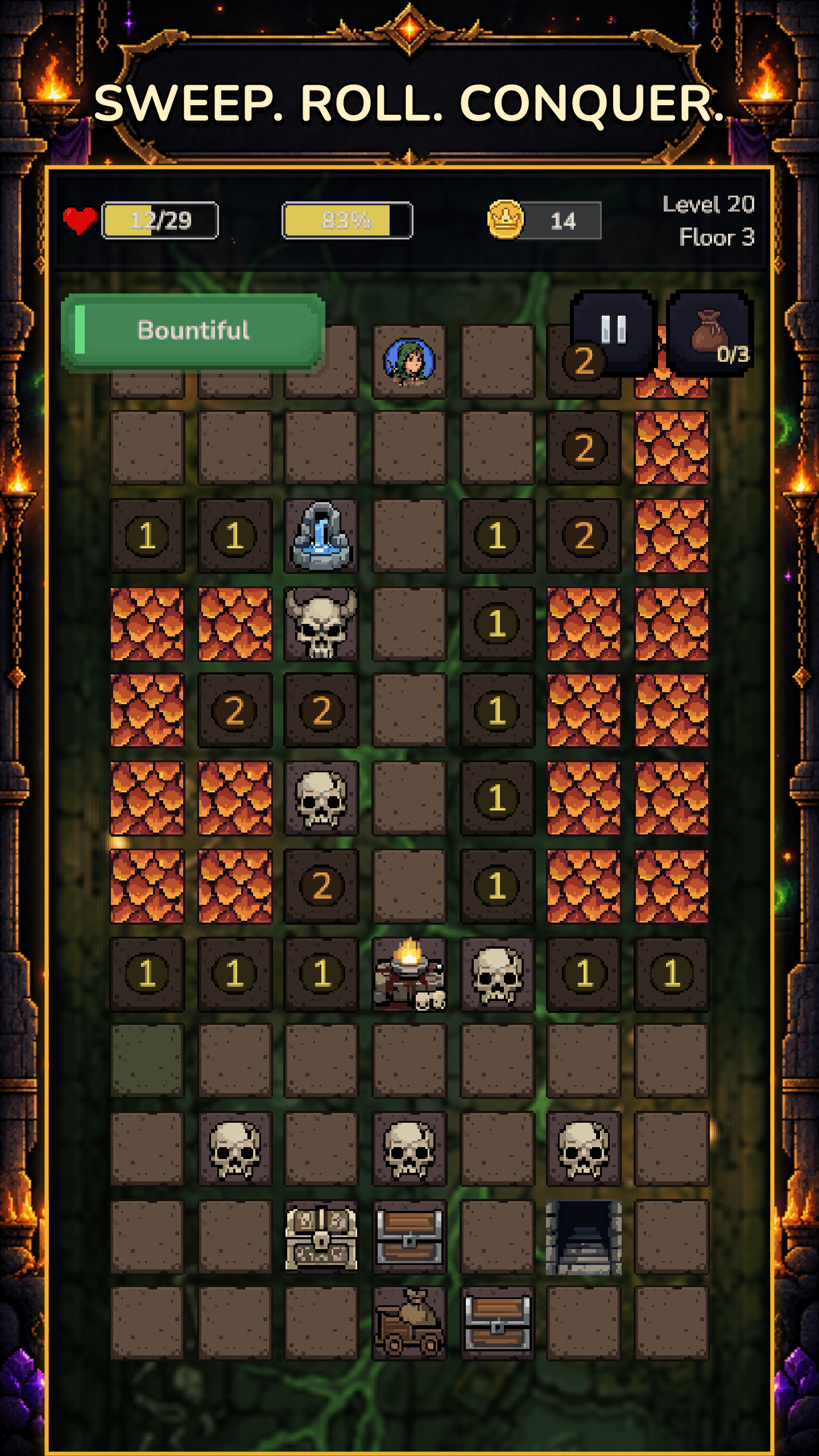 Sweep & Dice dungeon exploration and dice gameplay